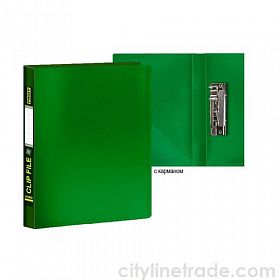 Папка пласт с зажимом + карман PROFF 0,7мм, зеленый